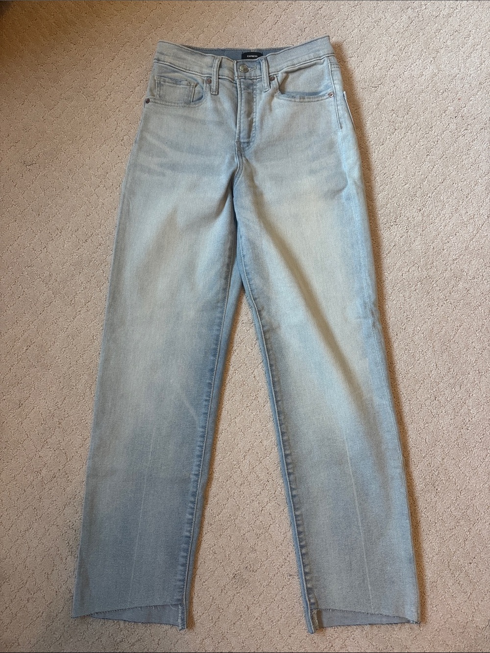 Express Light Wash Women's Straight-Ankle High Rise Jeans